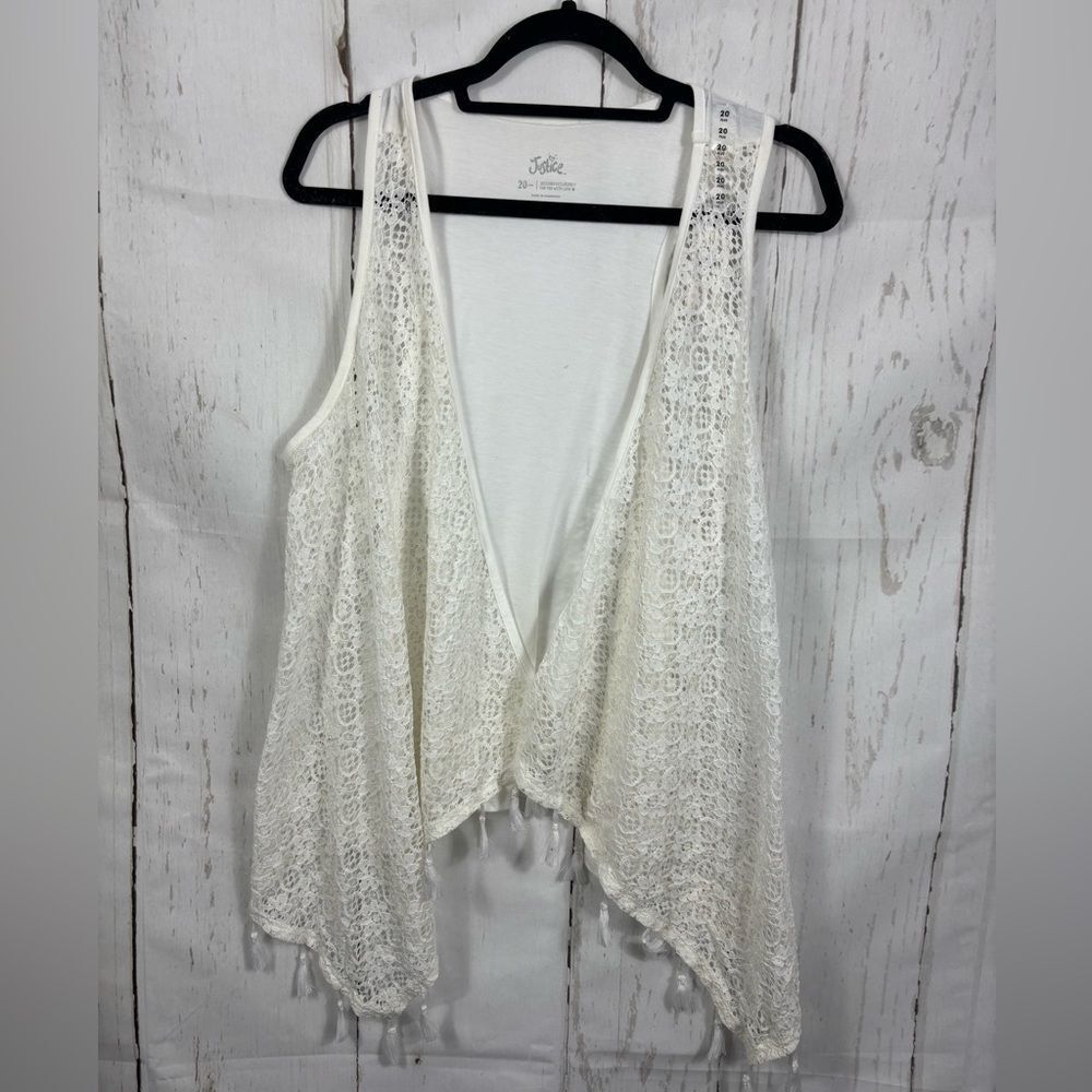 NWT Justice Boho Lace Vest Sleeveless Open Front Cardigan Tassels